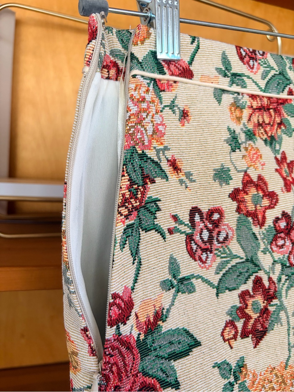 Floral Tapestry Mini Skirt Vintage Inspired Western Boho Fall Cotton Blend S - Picture 5 of 7